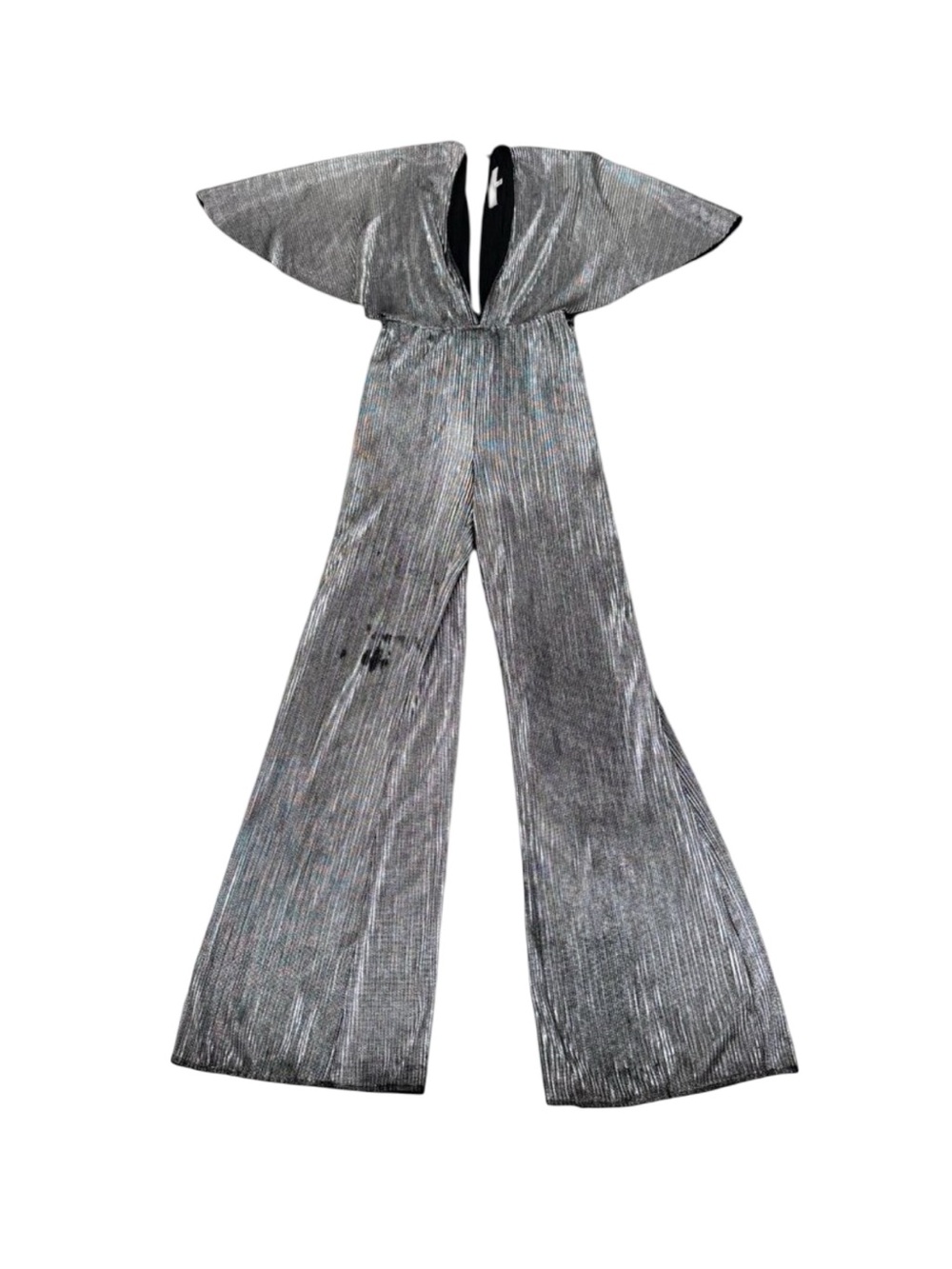 Vintage Lovers + Friends Metallic Silver Pleated Jumpsuit 1990s